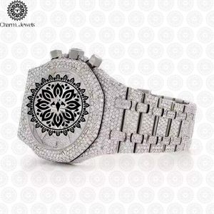 Montre de luxe pour homme Charm Jewels en acier inoxydable, boîtier carré, date automatique, mouvement mécanique sertie de diamants, cadran de 40 mm, bracelet de 20 mm - Product Image 4