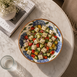 Bol de service en bois de manguier émaillé, motif floral d'hortensia bleu, fait main, sûr pour les aliments, bol à salade, à fruits, à collations, décoration de cuisine, cadeau - Product Image 4