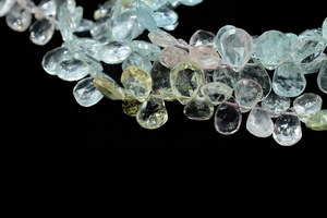Perles de briolette aigue-marine à multiples facettes Perles de pierre naturelle en forme de poire - Product Image 3