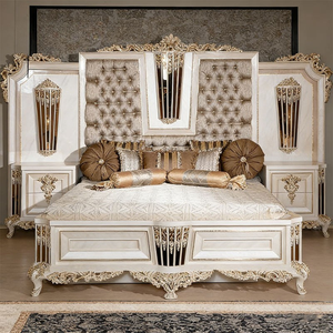 European Classical Turkish Style Bedroom Furniture Set Solid Wood Premium Velvet Tufted <b>Wardrobe</b> Nightstands King Size - Product Image 1