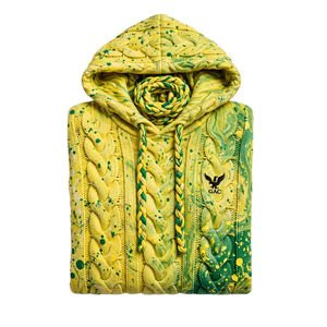 Pull à capuche personnalisé en tricot torsadé brodé 100% coton à manches longues avec ourlet côtelé, style streetwear décontracté, vente en gros - Product Image 4