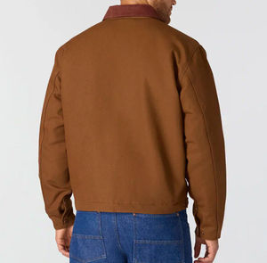 Chaqueta de Mezclilla para Hombre, Cuello Alto, Cierre de Cremallera, Lona Impermeable y Resistente al Viento, Ropa Casual para Exteriores, Marca Privada OEM, Estilo Urbano - Product Image 3