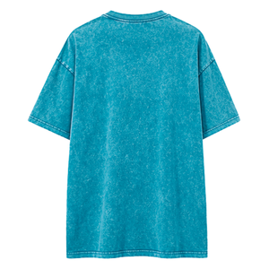 <b>Mens</b> <b>Turquoise</b> Washed T-<b>Shirt</b> Short Sleeve Crew Neck Graphic Tee Casual Streetwear Loose Fit Vintage Style Summer Fashion XS - Product Image 2