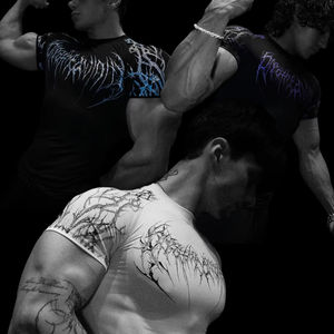 Camiseta Deportiva de Compresión - Manga Larga, Tejido Transpirable de Poliéster/Nailon - Unisex para Adultos, para Gimnasio/Entrenamiento de Running - Estampado Digital - Product Image 5