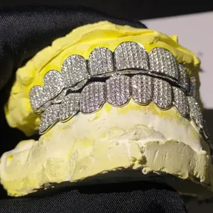 Juego de Grillz de Lujo Chapados en Oro de 18K con Plata de Ley y Piedras de Moissanita, Estilo Hip Hop, para Hombre y Mujer - Product Image 4