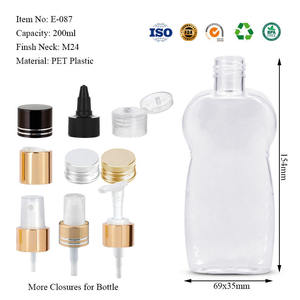 Bouteille plate en plastique transparent de 200 ml pour huile corporelle, crème de soin de la peau, emballage cosmétique personnalisé - Product Image 3