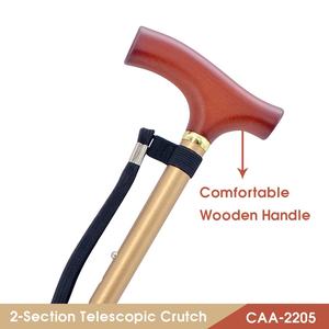 Bastón para caminar de aleación de aluminio ultraligero ajustable con mango de madera Altura ajustable 70,5-96,5 cm 110kg Capacidad de carga - Product Image 4