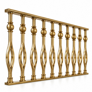 Barandillas de Escalera en Tono Dorado Regal con Pernos en Forma de Reloj de Arena y Detalles de Cuello Esférico para Interiores Clásicos - Product Image 4