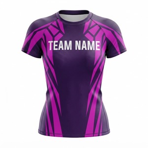 <b>Women</b> Short Sleeve Sublimation MMA Compression <b>Rashguard</b> Top Quick Dry Polyester Athletic Training Shirt Custom Logo Front Print - Product Image 6