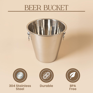 Cubo de Hielo para Cerveza de Acero Inoxidable - 4.5L, Aislado y con Asa, Diseño Clásico, Enfriador de Bebidas Duradero para Fiestas, Bares y Uso Doméstico - Product Image 4