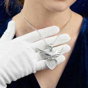 Pendentif Breloque en Argent Sterling 925 Massif, Cœur Aile d'Ange 8MM, pour Résine de Lait Maternel, avec Monture à Griffes - Product Image 5