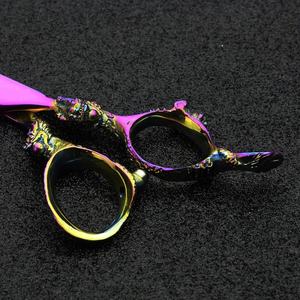 KKZ Ciseaux professionnels en acier inoxydable pour salons de beauté avec poignée en forme de dragon Ciseaux amincissants à lame tranchante Logo personnalisé - Product Image 3