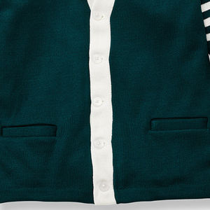 Cárdigan de punto verde para mujer con cuello en V, manga larga, informal, para otoño, con botones frontales, color liso - Product Image 5
