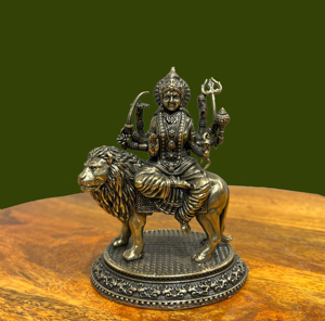 Handcrafted Brass Maa Durga <b>Statue</b> on Lion Hindu Goddess Idol Religious Home Temple Decor - Product Image 3