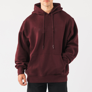 Sudaderas con Capucha Personalizadas con Logotipo, de Felpa Francesa de Algodón, para Gimnasio y Running, Estilo Holgado, Color Borgoña, para Hombres Activos - Product Image 5