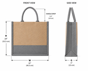 Sac de courses en toile grande taille gris avec poignée beige et anse supérieure pour les courses - Product Image 2