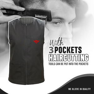 Tablier et cape de barbier professionnels en toile respirante et écologique 100 % polyester, gilet de barbier personnalisé pour la coupe de cheveux - Product Image 1