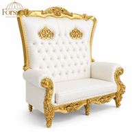 Canapé de mariage pour les mariés, fauteuil royal à dossier haut, chaise trône pour le roi et la reine, or et blanc, pour hôtel, banquet, événement, scène