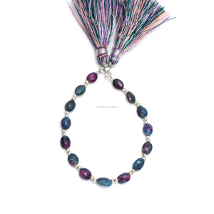 Cuentas de cianita de rubí azul Natural facetadas forma ovalada 6 pulgadas 7x5 MM hebra de piedras preciosas para hacer joyería pulsera collar - Product Image 2