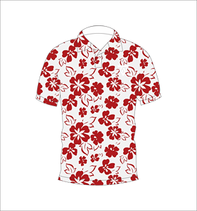 เสื้อโปโลพิมพ์ลายดอกไม้ฮาวายสีแดงสำหรับผู้ชายแขนสั้นลำลองแฟชั่นชายหาดฤดูร้อน - Product Image 4