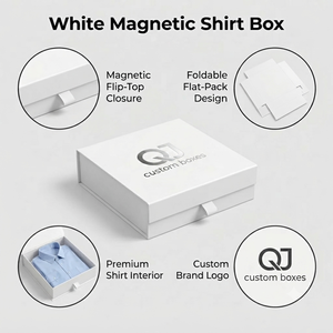 Boîtes d'expédition pour vêtements en carton ondulé blanc recyclable avec couvercles, doublées d'éponge, personnalisables pour les fêtes - Product Image 3