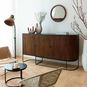 Miroir rond Vandana Optima Neo avec étagère en bois de manguier Marley - Product Image 5