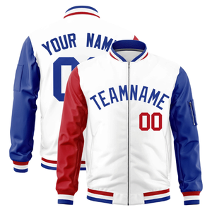 Veste de sport d'hiver personnalisée blanche et bleue royale pour homme, style universitaire, bicolore, type Letterman - Product Image 4