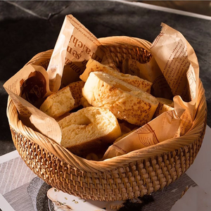 Panier alimentaire artisanal en saule pour la cuisine, panier de service en saule naturel tressé, panier de rangement rustique en osier pour le pain et les fruits - Product Image 3