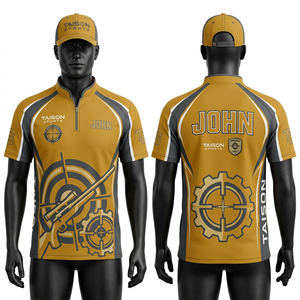 Polo de tir pour homme en polyester respirant 180 GSM jaune marine avec empiècements latéraux et logo personnalisé imprimé par sublimation - Product Image 2