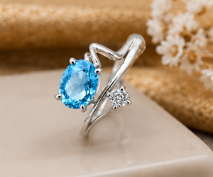 Blue <b>Quartz</b> Silver <b>Ring</b>, 925 Sterling Silver Blue <b>Quartz</b> <b>Ring</b>, Oval Blue Gemstone <b>Ring</b>, Handmade Statement <b>Ring</b>, Gift for Her - Product Image 2