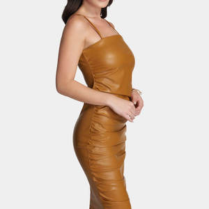 Vestido de cuero sin mangas para verano, sexy, ajustado, para fiesta, ropa de club, en oferta - Product Image 4