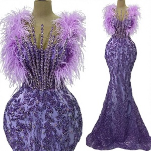 Vestido de Noche Elegante y Sexy para Fiesta, Estilo Sirena con Lentejuelas, Halter, Drapeado, con Sujetador Incorporado, Suave, Largo hasta el Suelo - Product Image 1