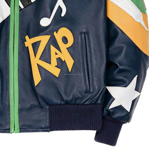 Blouson Bomber Hip Hop en Cuir d'Agneau Personnalisé pour Homme avec Broderie Piano – Vestes en Cuir Véritable pour l'Extérieur – Prise en Charge OEM - Product Image 5