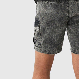 Shorts de jogging en molleton bouclette pour hommes, en coton délavé à l'acide, à ourlet brut, style vintage, respirants, antibactériens, OEM ODM - Meilleures ventes - Product Image 5