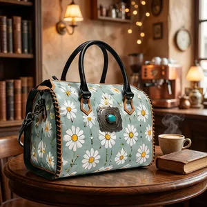 Wholesale Leather Luxury Style Women's Hand Bag Vintage designer cards pattern Chains Decoration Two Strap Leather <b>handbag</b> - Product Image 5