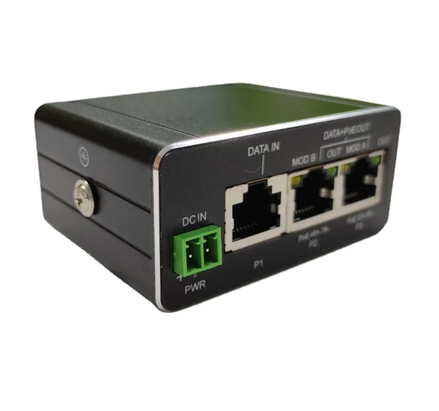 POE Injector 10 / 100 / 1000 Mbps Rate DC48-56V in 48V 30W Out 2 Gigabit Ports Passive PoE Injector