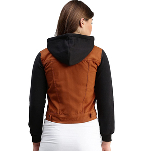 Veste en jean marron sur mesure pour femme, respirante et longue, coupe classique pour jeunes femmes, veste en jean unie pour l'hiver - Product Image 4