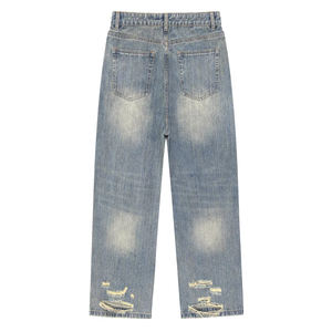 Nouveau pantalon ample rétro personnalisé pour homme, jean baggy en denim avec logo personnalisé, broderie 3D, jean délavé et vieilli Wantage - Product Image 2