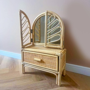 Toddler makeup <b>table</b> boho-inspired kid bedroom <b>decoration</b> natural rattan <b>dressing</b> desk vanity - Product Image 5