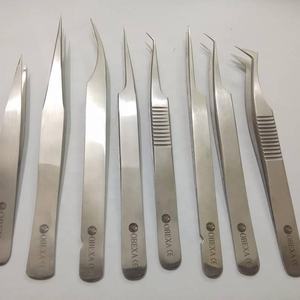 Nuevo juego de 8 Uds. De pinzas de extensión de pestañas de acero inoxidable mate con puntas de fibra de volumen puntiagudas de 90 grados - Product Image 2