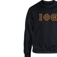 Sweat-shirt à col rond noir pour homme Iota Phi Theta, lettres grecques brodées, coupe classique, décontracté, hiver, 100% coton molletonné