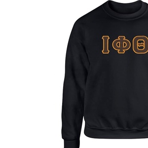 Iota Phi Theta <b>Men's</b> <b>Black</b> Crew Neck Pullover Sweatshirt Embroidered Greek Letters Regular Fit Casual Winter 100% Cotton <b>Fleece</b> - Product Image 4