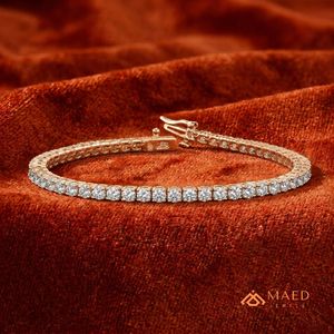 สร้อยข้อมือเทนนิสโมอิสซาไนต์ทรงกลมชุบทองคำสีกุหลาบสำหรับผู้หญิงเบเวอร์ลี่ฮิลส์ของขวัญเครื่องประดับแฟชั่นสุดหรู - Product Image 3