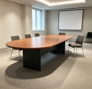 Table de conférence ovale, plateau en MDF, pieds en métal, design minimaliste, mobilier de bureau stable, usage commercial, 6 places, AY V-GO V-GO 1824 - Product Image 1