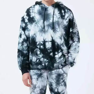 Ensemble de survêtement noir tie-dye personnalisé : sweat à capuche et pantalon de jogging assortis, tenue de sport décontractée deux pièces style streetwear - Product Image 6