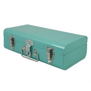 Metal Tool <b>Storage</b> <b>Box</b> Rectangular Industrial Design With Handles 1 Layer Hinged Lid Teal Color for home decor - Product Image 3