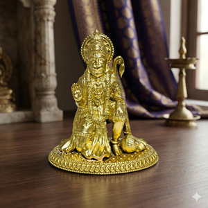 Estatua de Hanuman Sentado de Latón Hecha a Mano para Templo en Casa y Decoración Espiritual, Estatua de Hanuman Sentado de Latón Premium para Templo Pooja y Regalo - Product Image 5