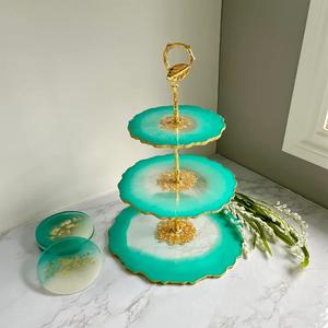 Nuevo Soporte para Pastel de Resina con Base Metálica y Cuchillo para Decoración de Fiestas de Cumpleaños, Soporte para Pastel de Resina Epoxi - Product Image 1
