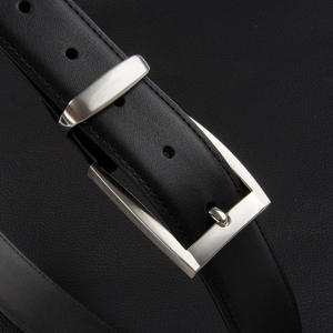 Men's Premium Quality Classic Casual Cow Hide Genuine Leather <b>Square</b> Alloy Buckle <b>Adjustable</b> Length Eco-Friendly Heavy Duty Belt - Product Image 4