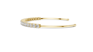 Gold Tennis Bracelet Oval Link <b>Bangle</b> Round Brilliant Cut Bezel <b>Set</b> 14k Gold Plated Luxury Jewelry for Wedding Party Gift - Product Image 1